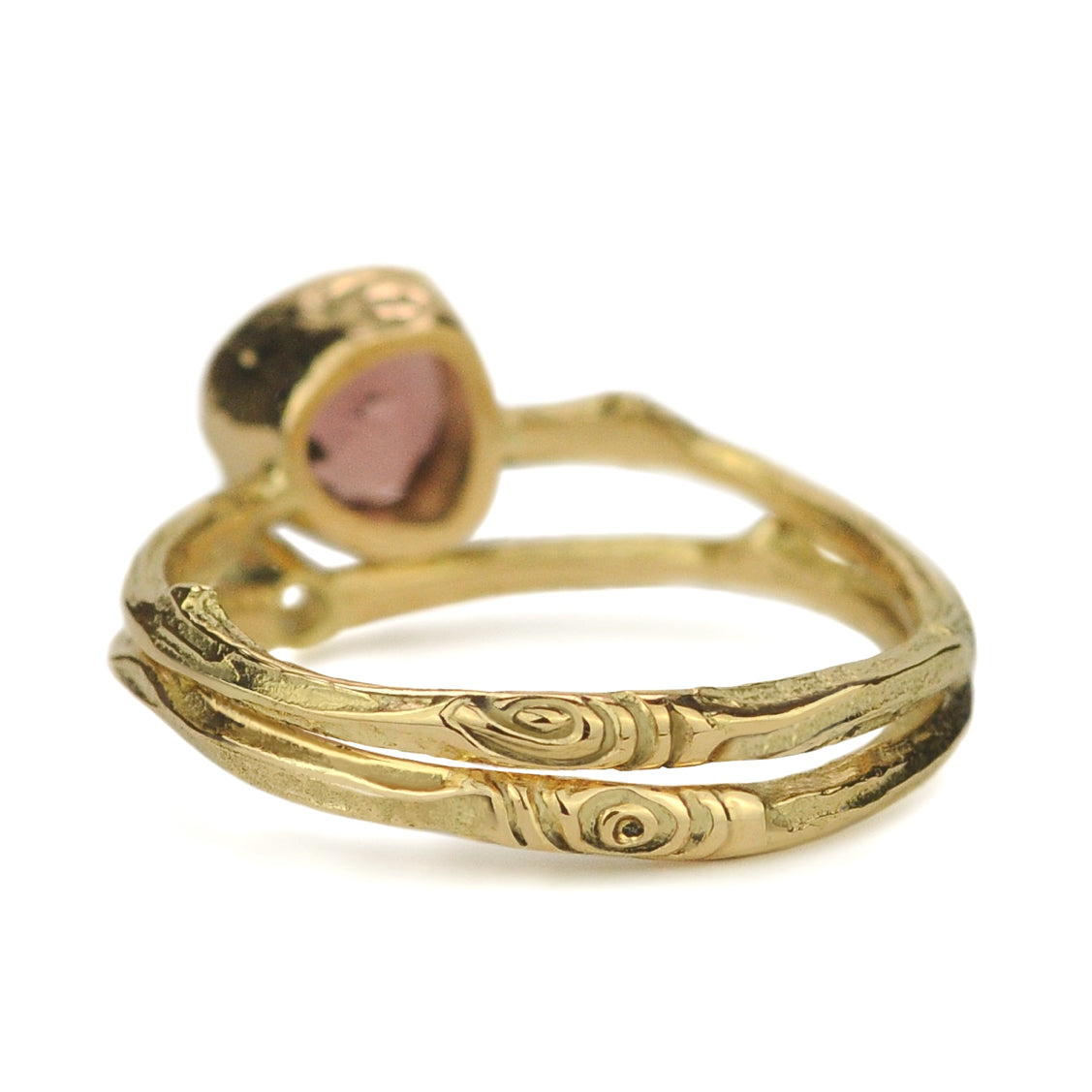 Gouden Tiny Blossom 'twin' ring, met vingerafdruk, toermalijn en diamant