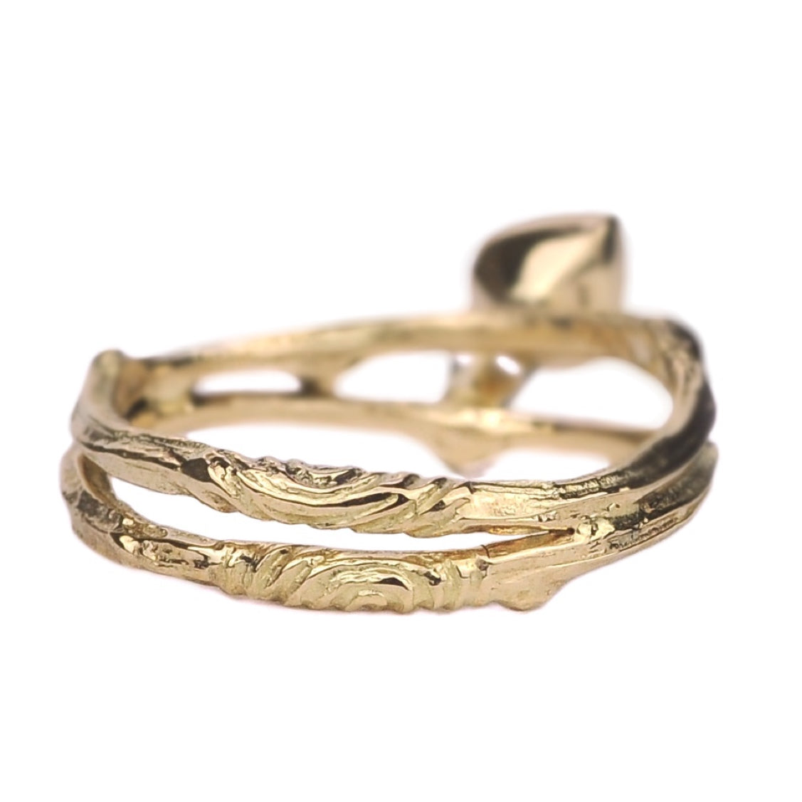 Gouden Tiny Blossom 'twin' ring met vingerafdruk, toermalijn en diamant