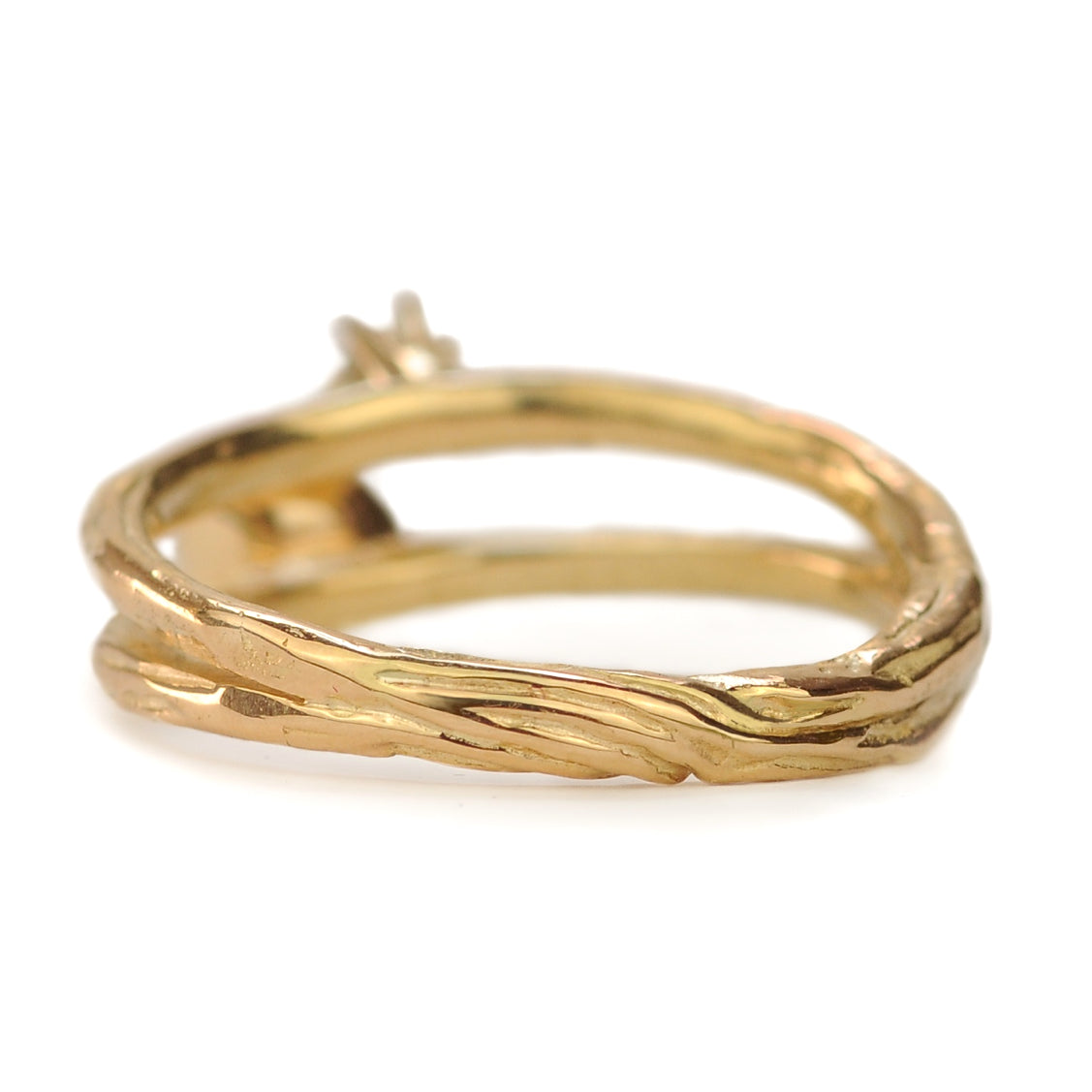 Gouden Tiny Blossom 'twin' ring met vingerafdruk, saffier en diamant